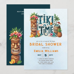 Tropical Tiki Party Wedding Luau Bridal Shower  Invitation