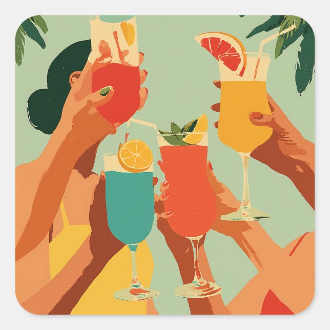 Tropical Toast to Bride-to-Be Square Sticker (Front)
