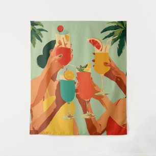 Tropical Toast to Bride-to-Be Tapestry