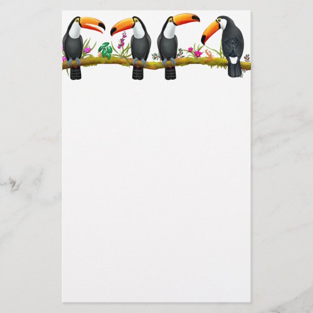 Tropical Toco Toucan Birds Stationery (Front)