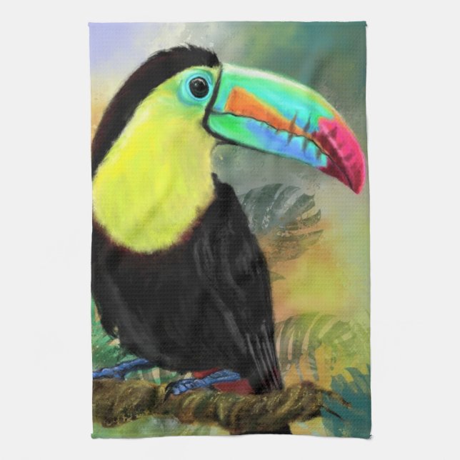 Tropical Toco Toucan Kitchen Towel (Vertical)