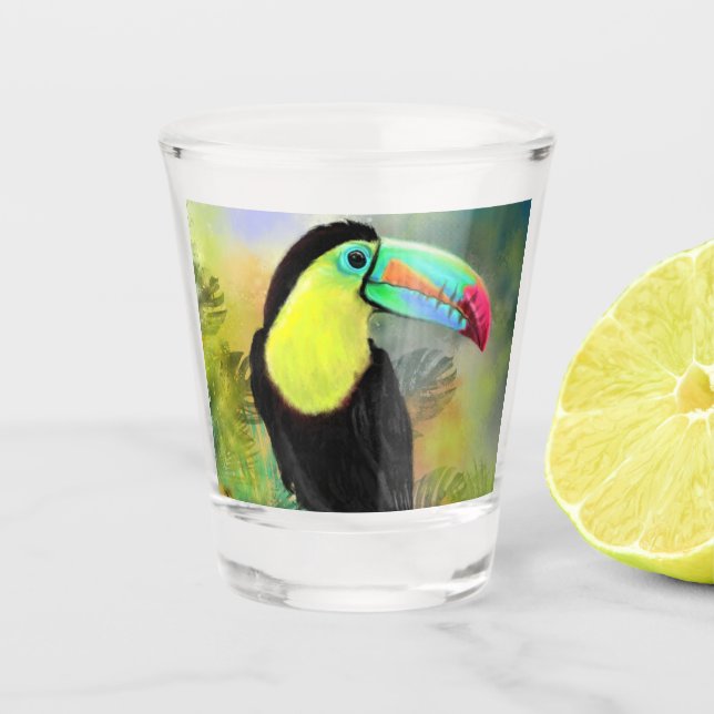 Tropical Toco Toucan Shot Glass (Front)