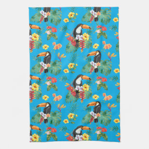 Tropical Toucan and Flowers Tea Towel