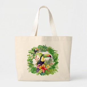 Tropical Toucan Bird Large Tote Bag