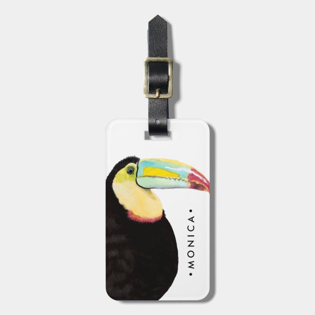 Tropical Toucan Bird Luggage Tag (Front Vertical)