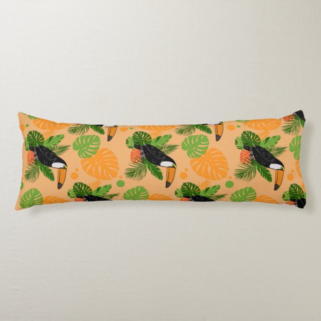 Tropical Toucan Bird Seamless Pattern Body Cushion (Front)