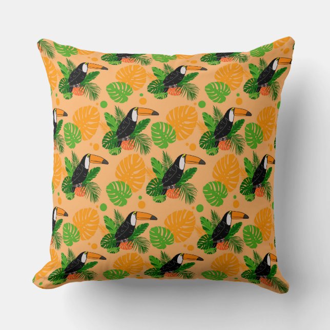 Tropical Toucan Bird Seamless Pattern Cushion (Front)