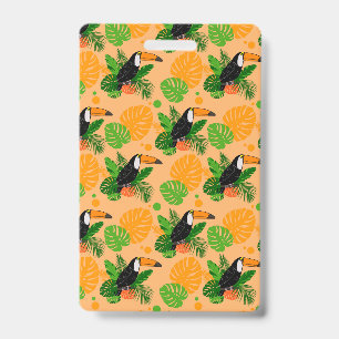 Tropical Toucan Bird Seamless Pattern ID Badge