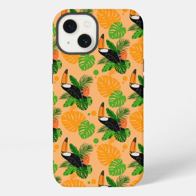 Tropical Toucan Bird Seamless Pattern iPhone Case (Back)