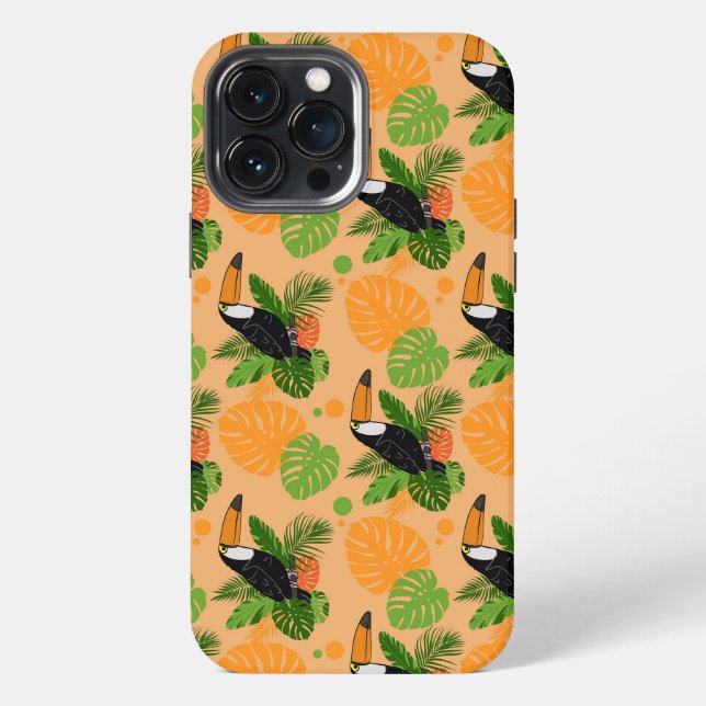 Tropical Toucan Bird Seamless Pattern iPhone Case (Back)