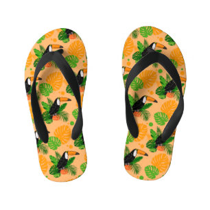 Tropical Toucan Bird Seamless Pattern Kid's Jandals