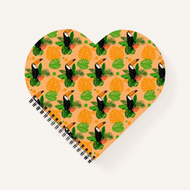 Tropical Toucan Bird Seamless Pattern Notebook (Front)