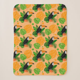 Tropical Toucan Bird Seamless Pattern Sherpa Blanket