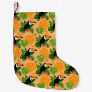 Tropical Toucan Bird Seamless Pattern Small Christmas Stocking