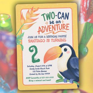 Tropical Toucan Bird Summer Animal 2nd Birthday Invitation
