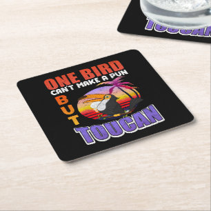 Tropical Toucan Bird Vintage Funny Toucan Bird Pun Square Paper Coaster