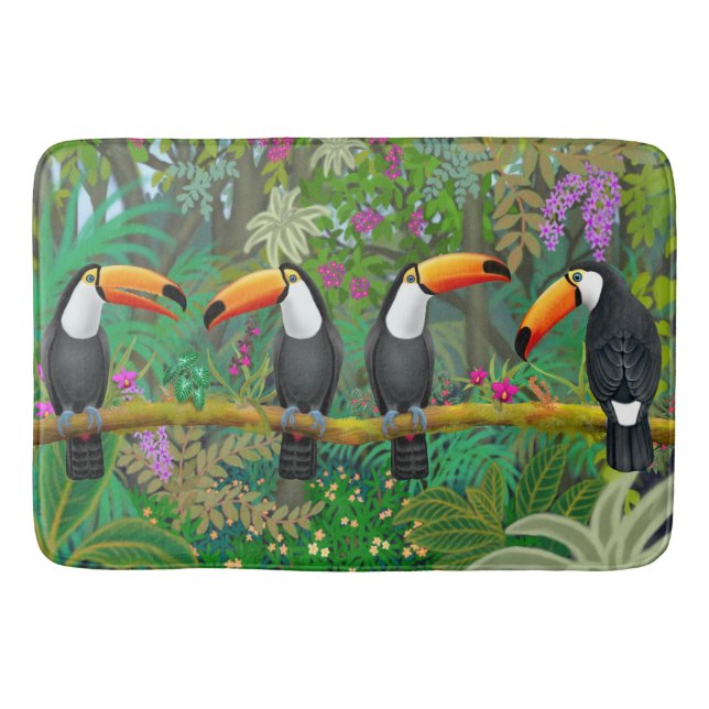 Tropical Toucan Birds Bath Mat (Front)