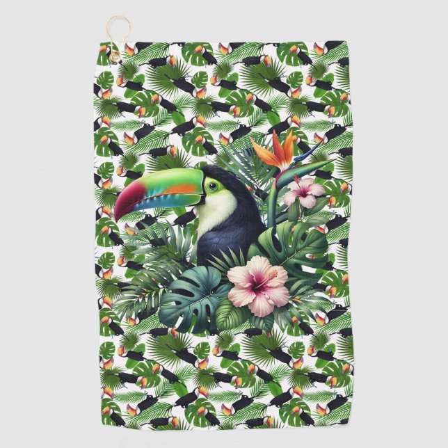 Tropical Toucan Birds. Golf Towel (Front)
