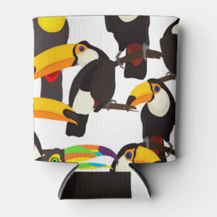 Tropical Toucan Birds Vintage Pattern Can Cooler