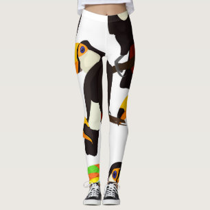 Tropical Toucan Birds Vintage Pattern Leggings