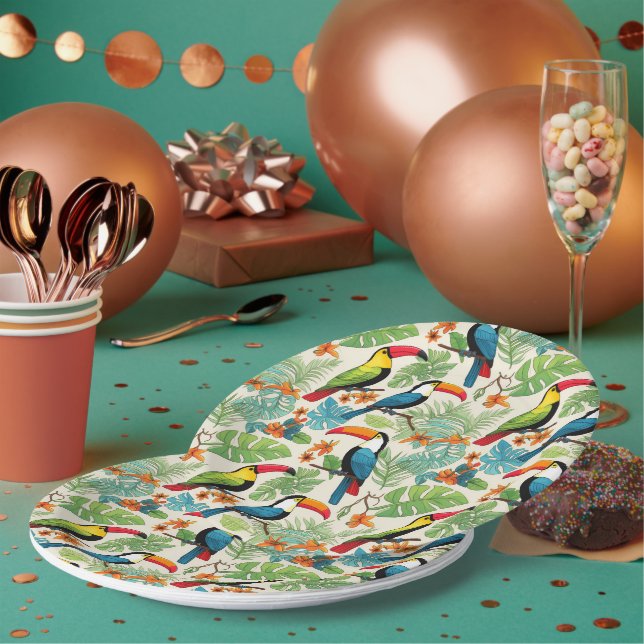 Tropical Toucan Canopy Paper Plate (Multi)
