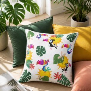 Tropical Toucan Cluster Square Pillow