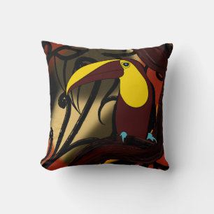 Tropical Toucan Exotic Jungle Art Cushion