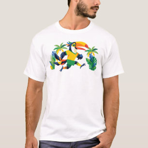 Tropical Toucan Football Mascot Ringer T-Shirt