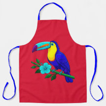 Tropical Toucan Hibiscus All-Over Print Apron