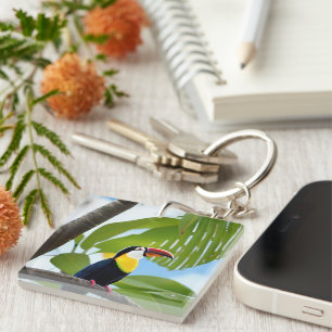 Tropical toucan in a tree key ring