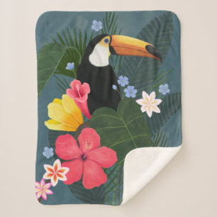 Tropical Toucan in the Wilderness Sherpa Blanket