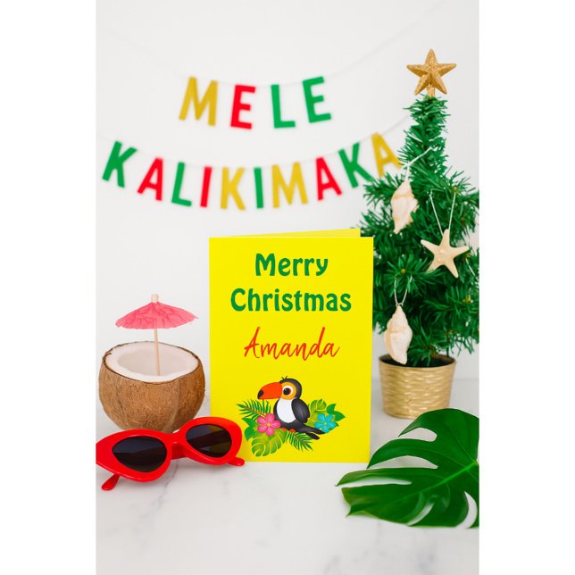 Tropical Toucan Merry Christmas  Card (Creator Uploaded)