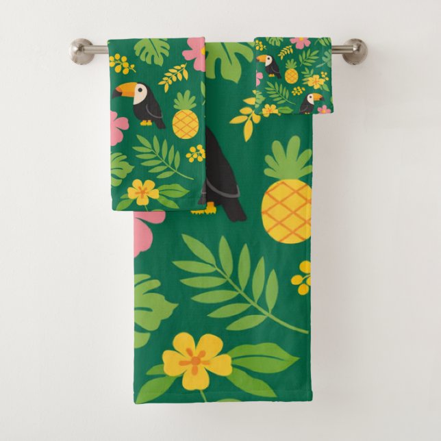Tropical Toucan Paradise  Bath Towel Set (Insitu)