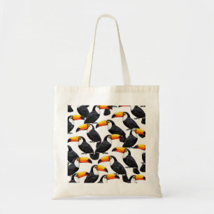 Tropical Toucan Pattern with Bright Orange Beaks Tote Bag