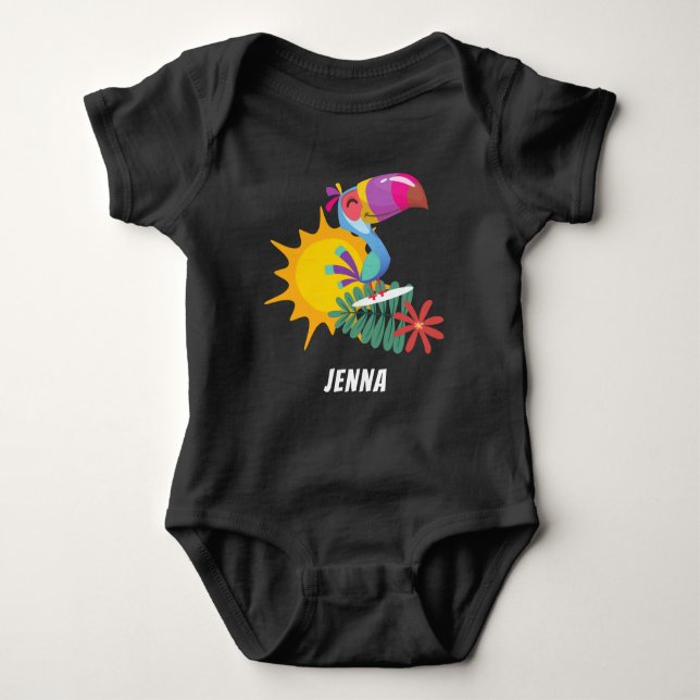 Tropical Toucan Personalised Baby Bodysuit (Front)