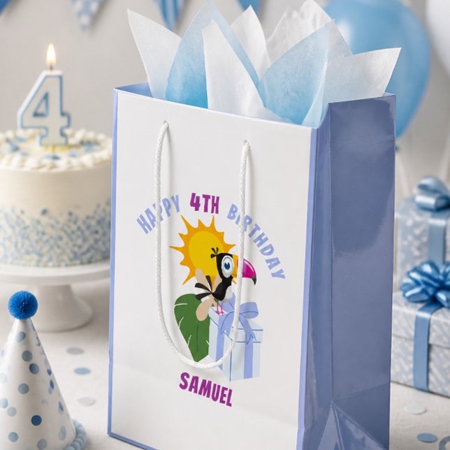 Tropical Toucan Personalised Happy Birthday Medium Gift Bag (Creator Uploaded)