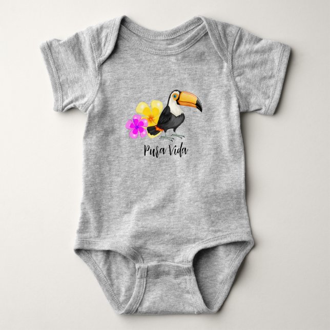 Tropical Toucan Pura Vida Design Baby Bodysuit (Front)
