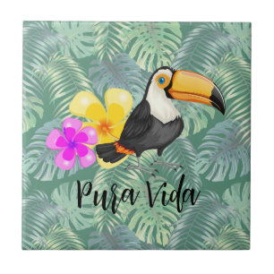 Tropical Toucan Pura Vida Design Ceramic Tile