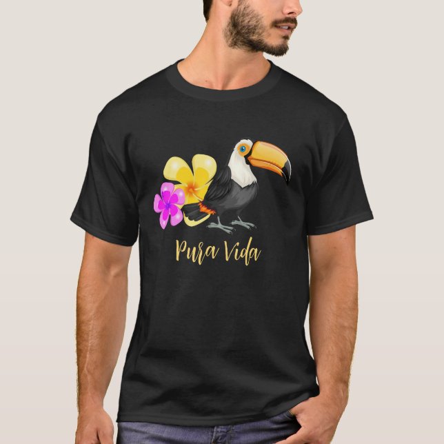 Tropical Toucan Pura Vida Design T-Shirt (Front)