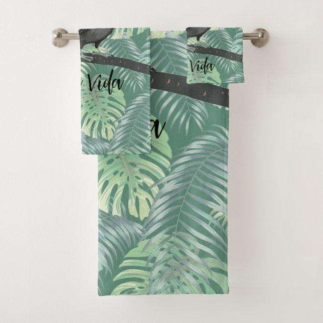 Tropical Toucan Pura Vida Design Towel Set (Insitu)