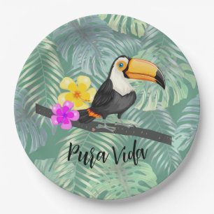 Tropical Toucan Pura Vida Paper Plate