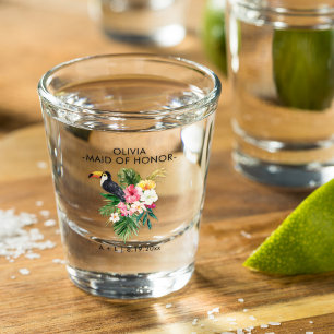 Tropical Toucan Wedding Bridesmaid Personalised Shot Glass
