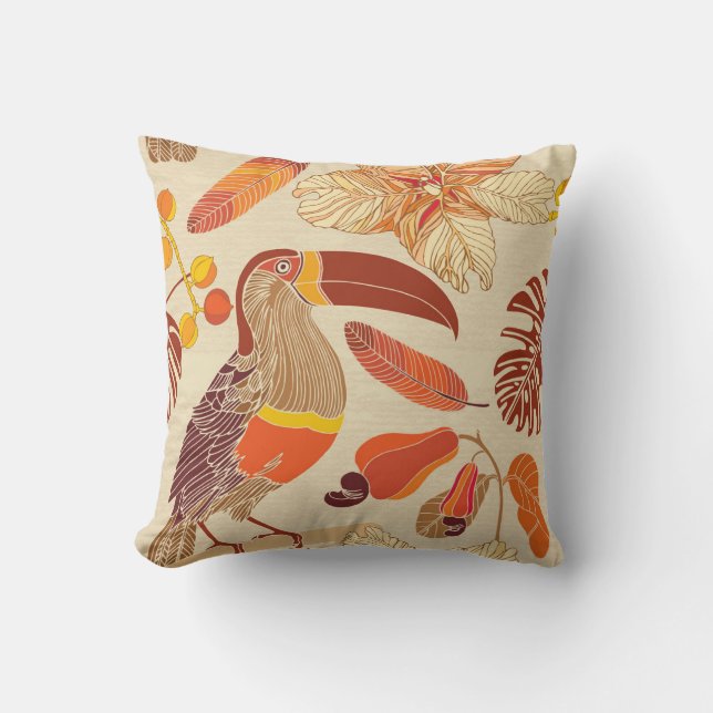 Tropical Toucans: Exotic Seamless Design Cushion (Front)