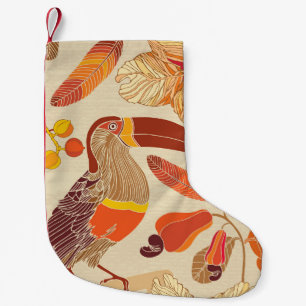 Tropical Toucans: Exotic Seamless Design Small Christmas Stocking