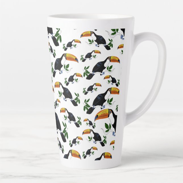Tropical Toucans - Playful Jungle  Latte Mug (Right)