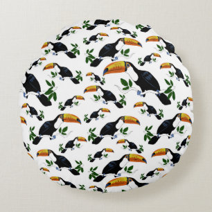 Tropical Toucans - Playful Jungle Round Cushion