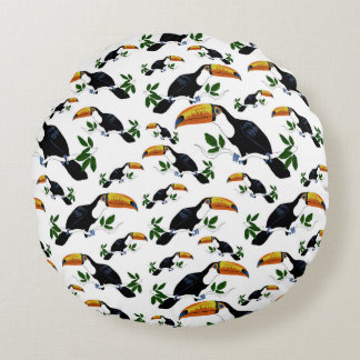 Tropical Toucans - Playful Jungle Round Cushion
