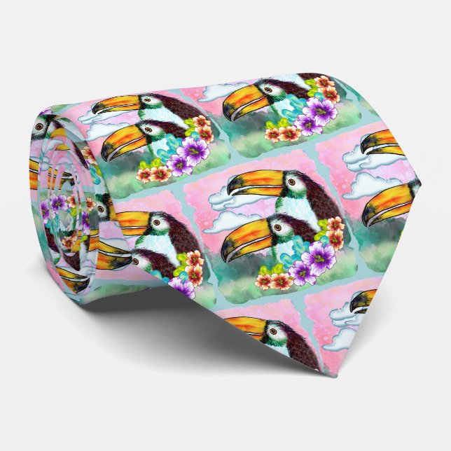 Tropical Toucans  Tie (Rolled)
