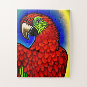 Tropical Treasure: Abstract Vibrant Parrot Artwork Jigsaw Puzzle