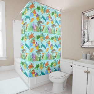Tropical Treasures Turtles and Coral Reef Shower Curtain